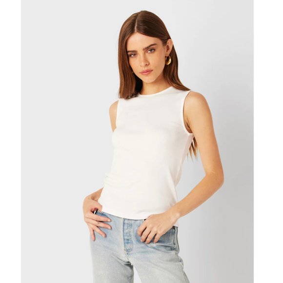 THE LADY & THE SAILOR TOMBOY TANK IN WHITE CLASSIC - Picture 1 of 3